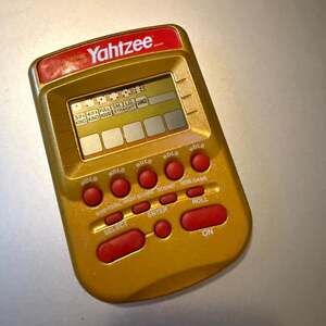 Vintage Electronic Yahtzee Handheld Game Milton Bradley 1995 - Gold Edition